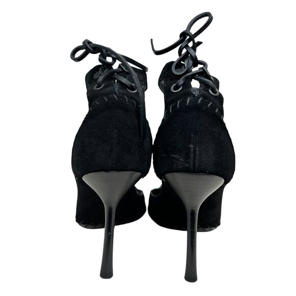 Gucci Women Stiletto Heel Black Suede Ankle Strap Pointed Toe 8B Made in Italy - Picture 2 of 8